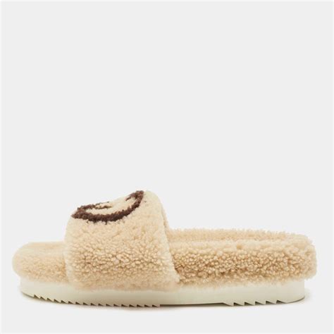 gucci sheepskin slides|Gucci sandals.